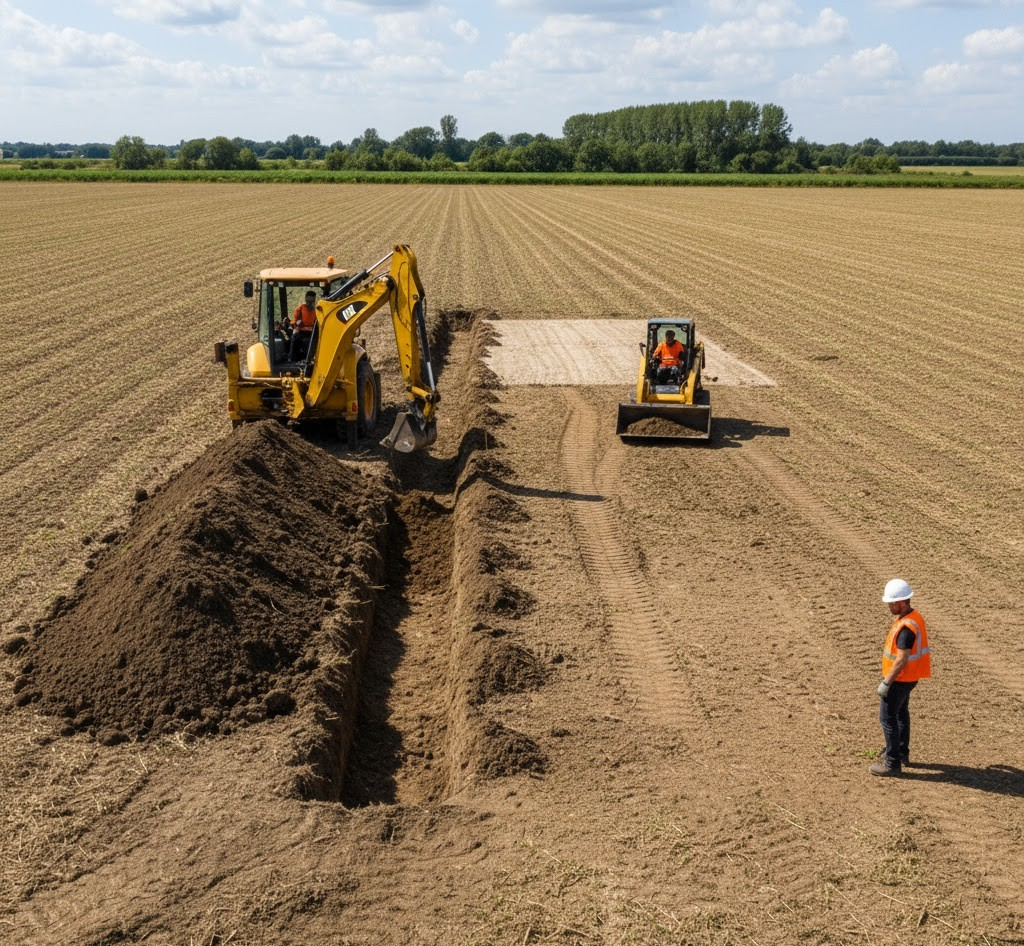 Trabajos preliminares de excavación